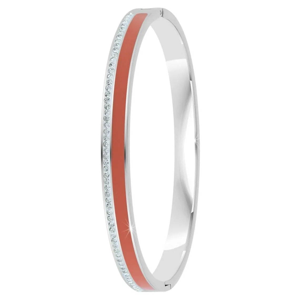 So Charm Bijoux Jonc Femme So Charm - B4338-ARGENT-ORANGE - Bracelet Email Argenté | Femme Bracelet