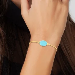 So Charm Bijoux Jonc Femme So Charm - B2492-TURQUOISE - Bracelet Mode Doré | Femme Bracelet