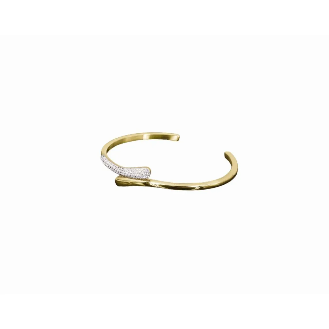 Clyda Bijoux Jonc Ouvert Etincelle Acier Doré Et Pavage | Femme Bracelet