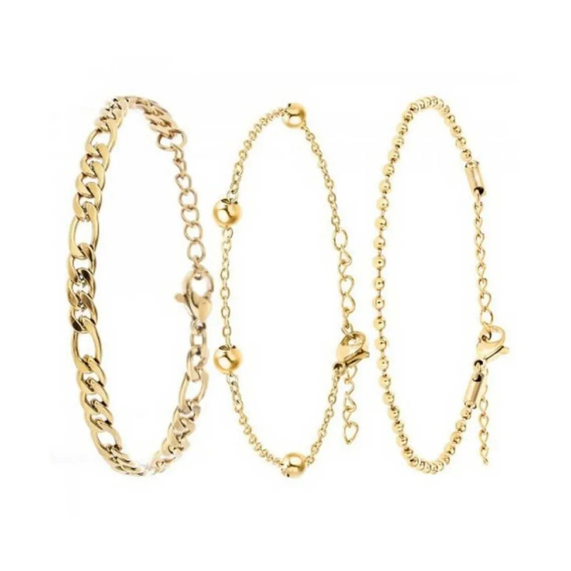 Angèle M Bijoux Lot de trois Bracelets Femme Angèle M B2371-DORE+B2384-DORE+B2386-DORE | Femme Bracelet