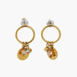 Balaboosté Pendantes Femme Acier Avec Médaille Pierre + Strass - 3502456560291 Métal Doré | Femme Boucles D'Oreilles
