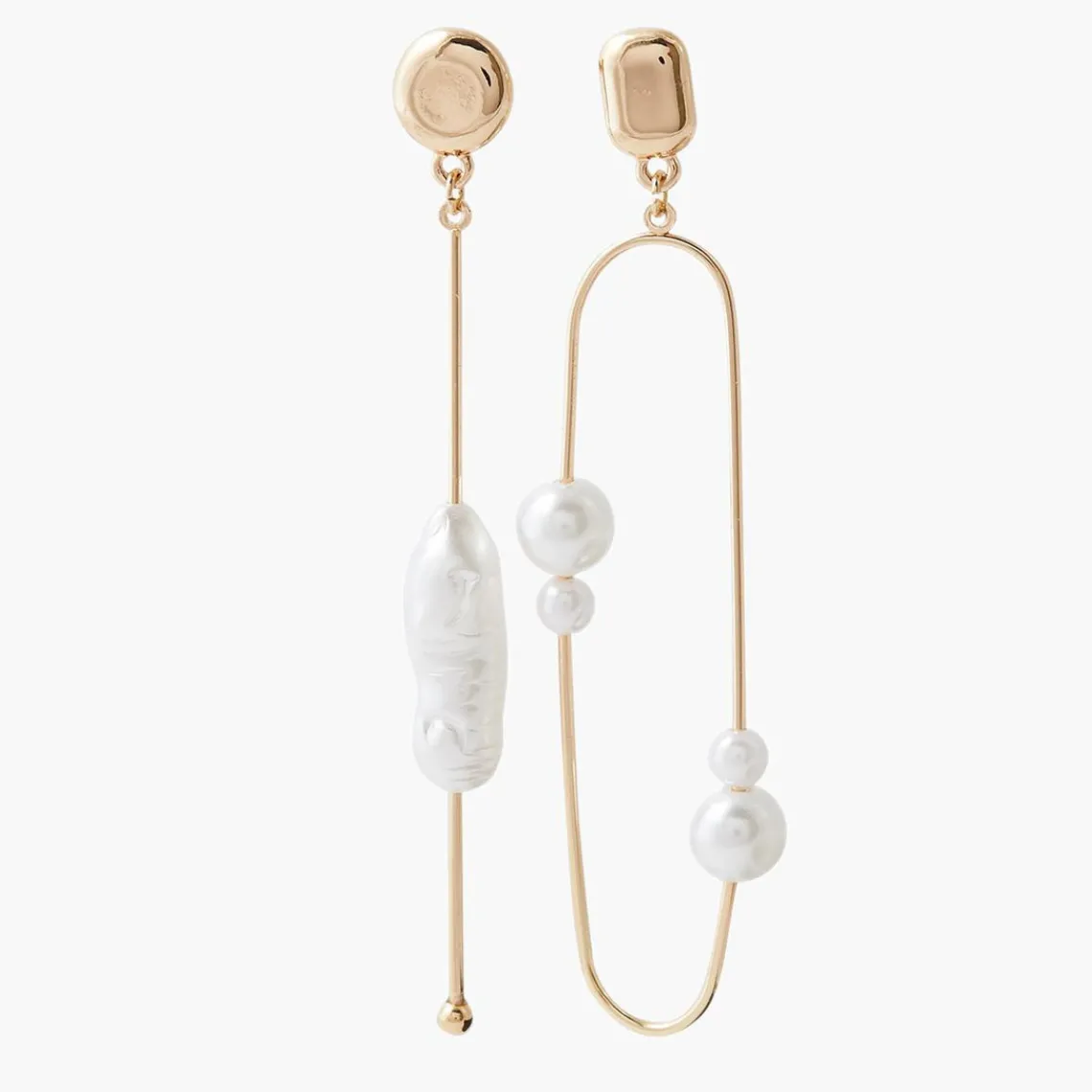 Balaboosté Pendantes Femme Bo Poussette Asymétrique Avec Perles - 3502456533585 Métal Doré | Femme Boucles D'Oreilles