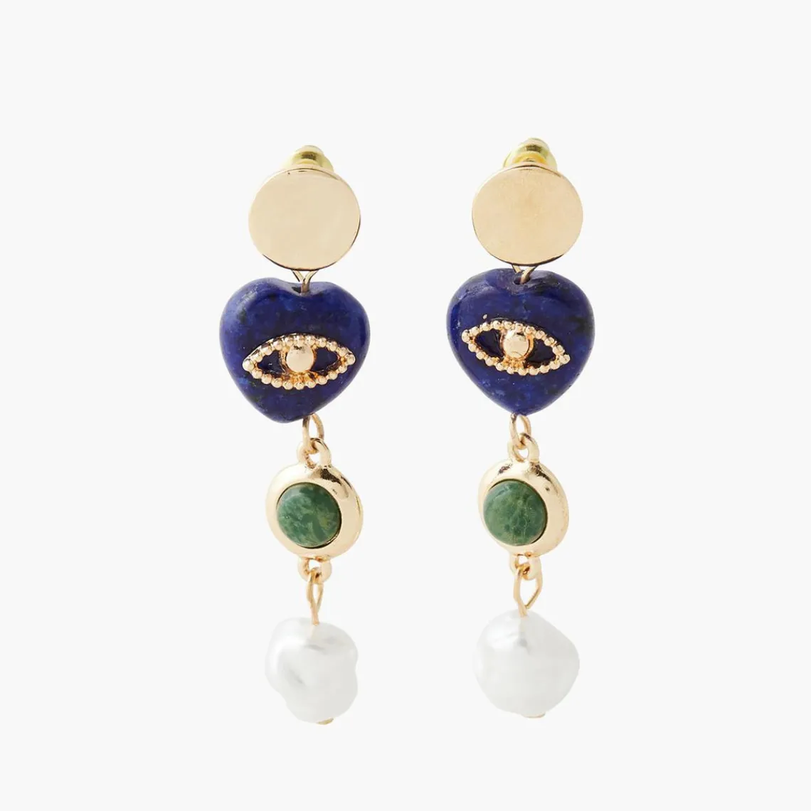 Balaboosté Pendantes Femme Bo Poussette Avec Cœur Pierre Et Perle - 3502456532076 Métal Multicolore | Femme Boucles D'Oreilles