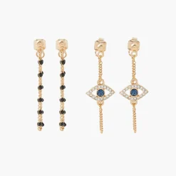 Balaboosté Pendantes Femme Set X2 Bo Dev Derrière Ac Chaine Epoxy Et Œil - 3502456298347 Métal Doré | Femme Boucles D'Oreilles