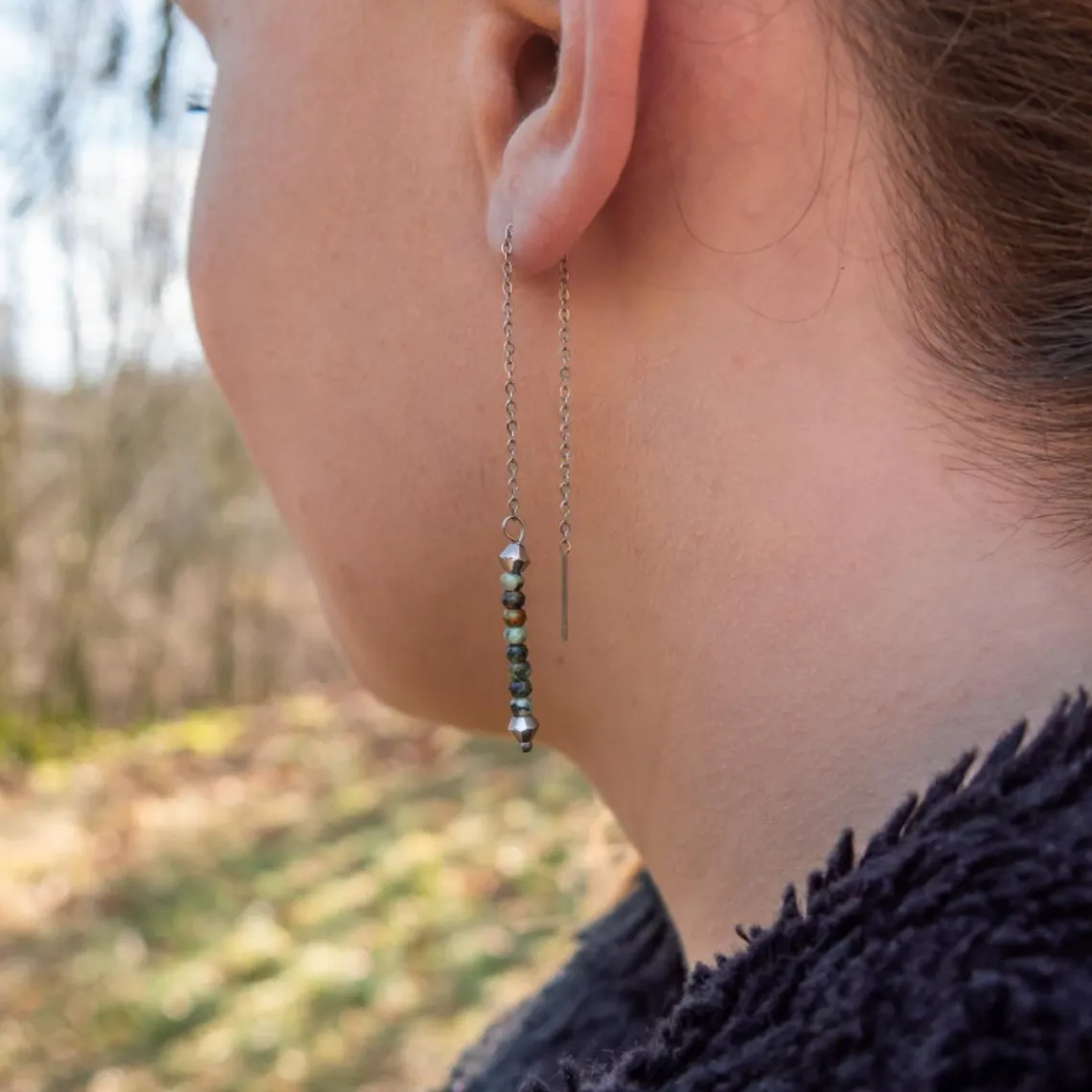 Sloya Pendantes Lumia en pierres Turquoise Africain | Femme Boucles D'Oreilles