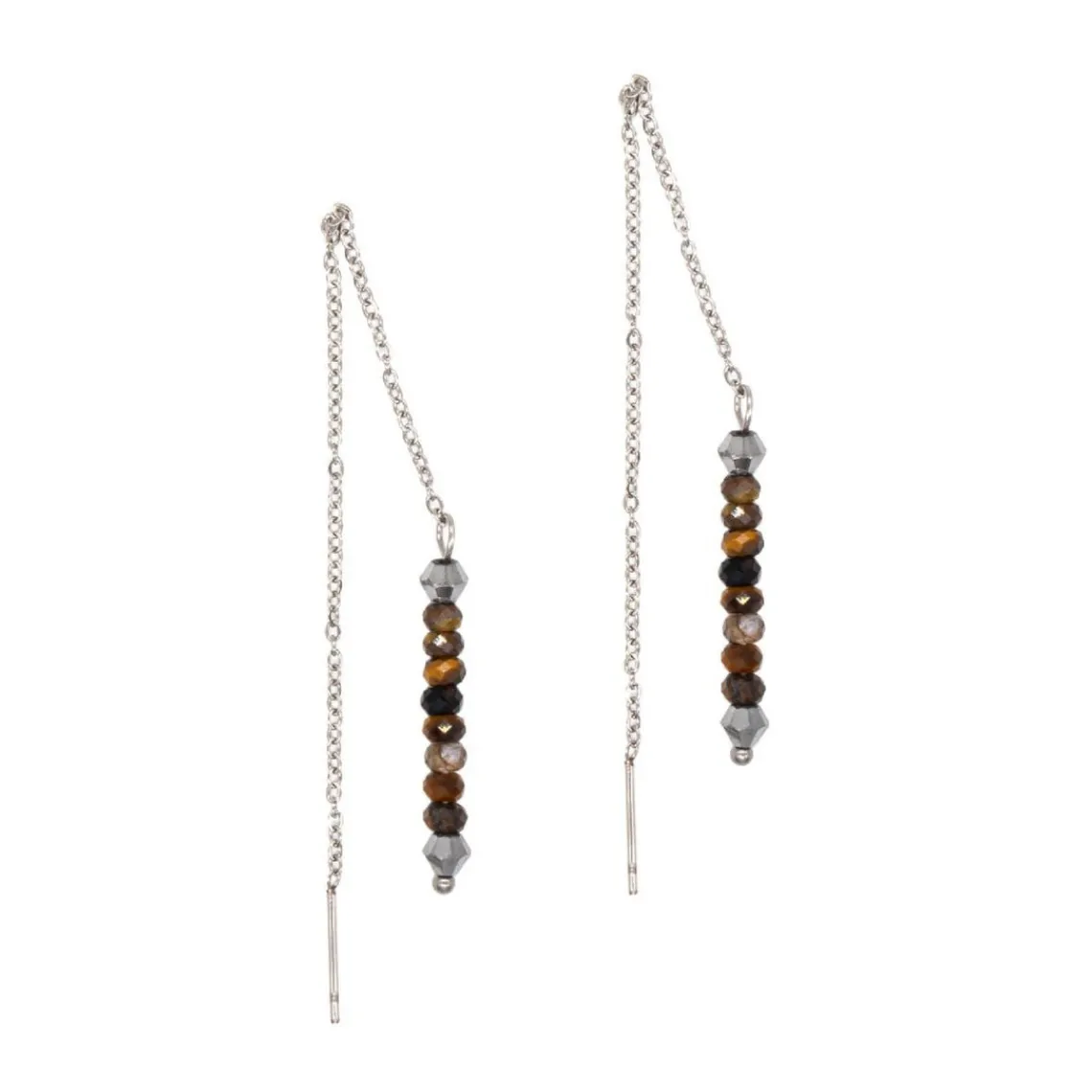 Sloya Pendantes Lumia en pierres Oeil de Tigre | Femme Boucles D'Oreilles