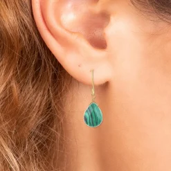 So Charm Bijoux Pendantes So Charm - B2499-MALACHITE - Boucles D'Oreilles Dorées | Femme Boucles D'Oreilles