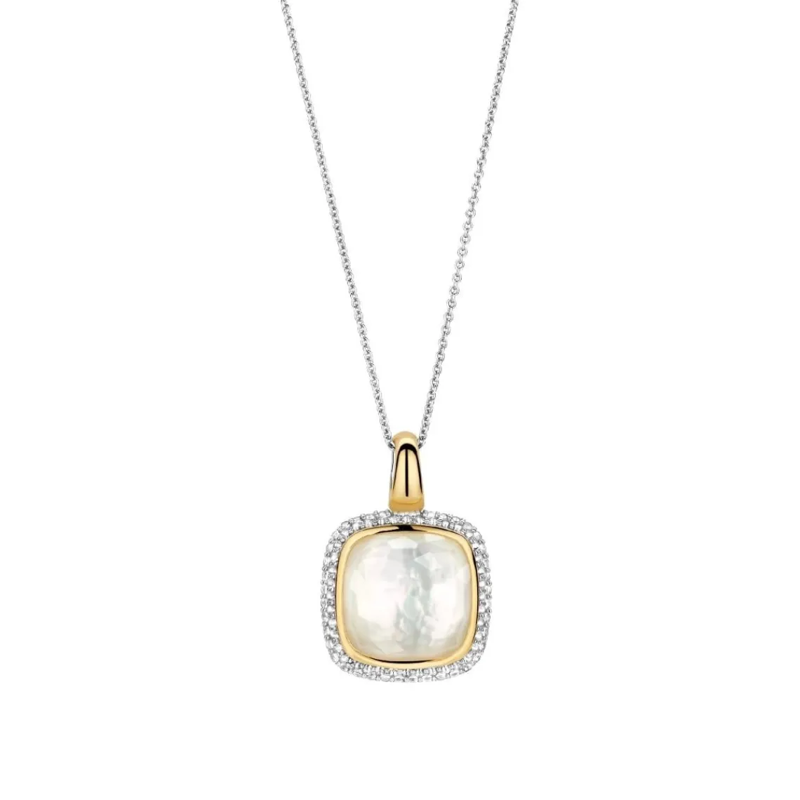 Ti Sento Pendentif - 6828MW Argent Doré Et Doublé Nacre Carré Et Pavage | Femme Collier Et Pendentif