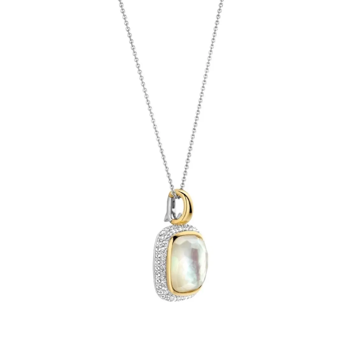 Ti Sento Pendentif - 6828MW Argent Doré Et Doublé Nacre Carré Et Pavage | Femme Collier Et Pendentif