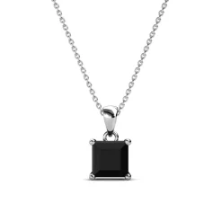 MYC-Paris Pendentif Simple Square Argenté et Noir | Femme Collier Et Pendentif