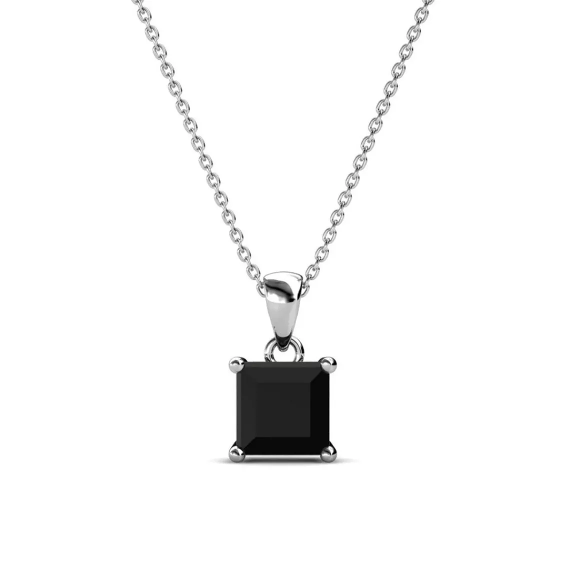 MYC-Paris Pendentif Simple Square Argenté et Noir | Femme Collier Et Pendentif
