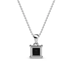 MYC-Paris Pendentif Simple Square Argenté et Noir | Femme Collier Et Pendentif