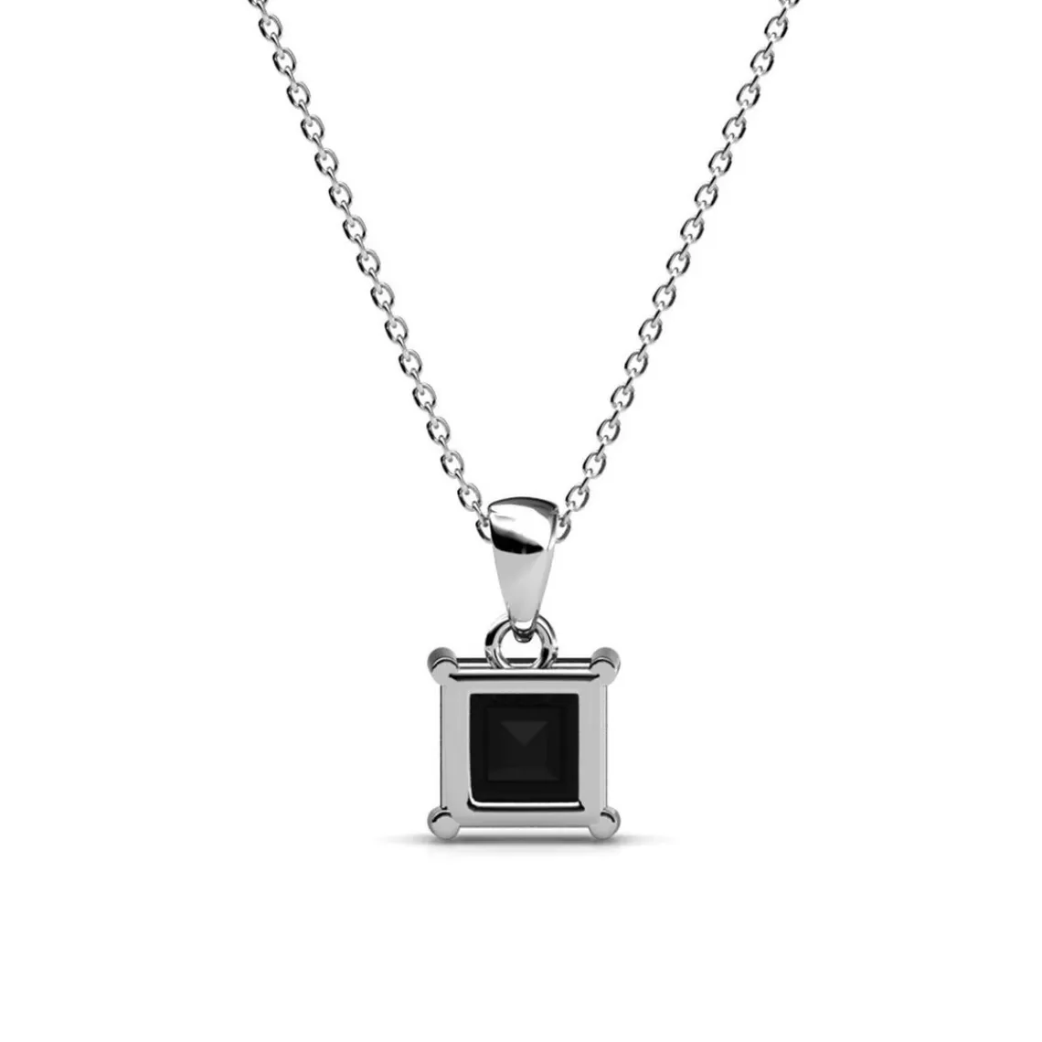 MYC-Paris Pendentif Simple Square Argenté et Noir | Femme Collier Et Pendentif