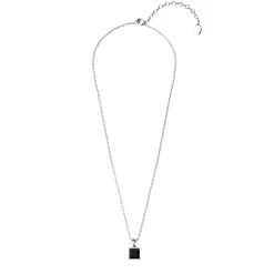 MYC-Paris Pendentif Simple Square Argenté et Noir | Femme Collier Et Pendentif