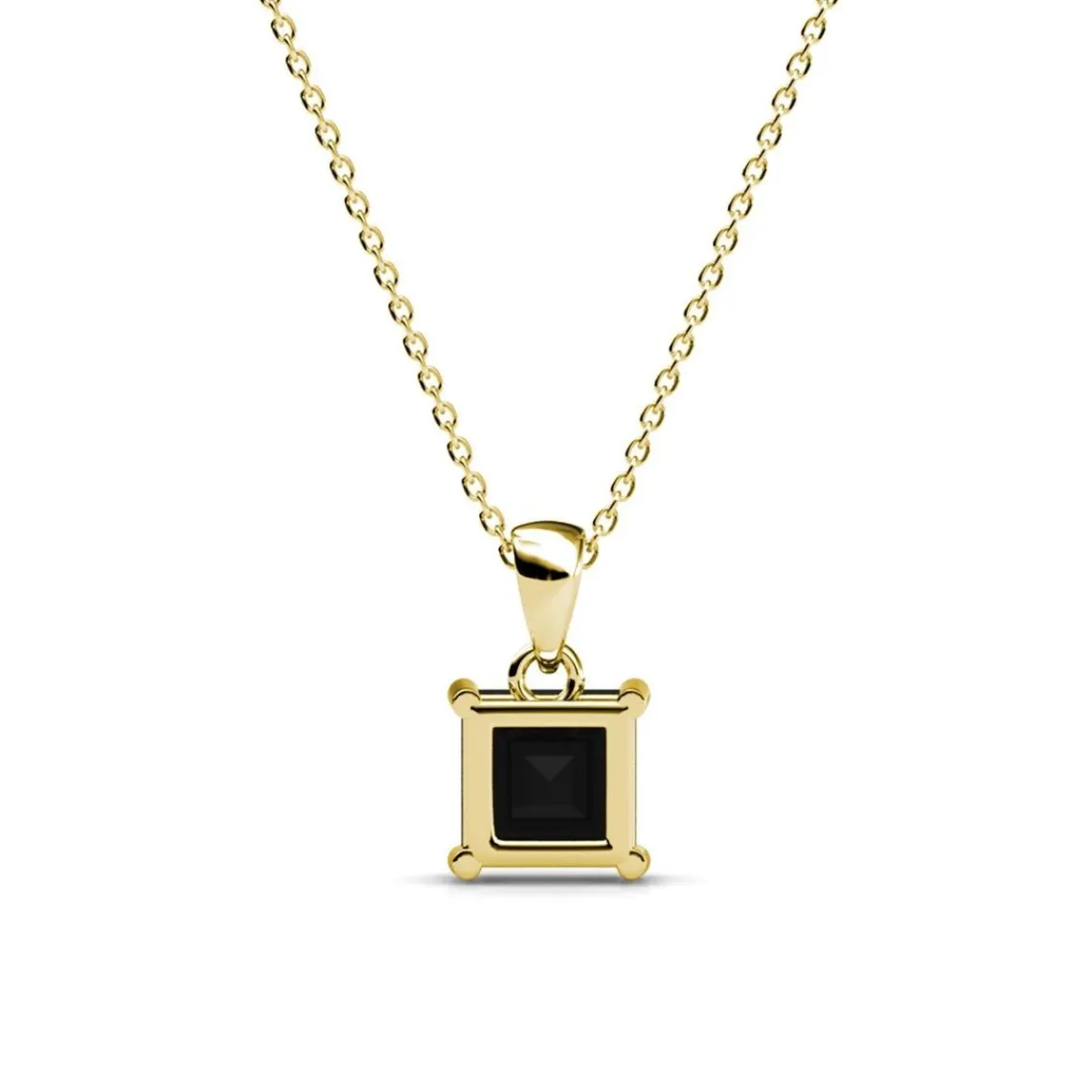 MYC-Paris Pendentif Simple Square Or et Noir | Femme Collier Et Pendentif
