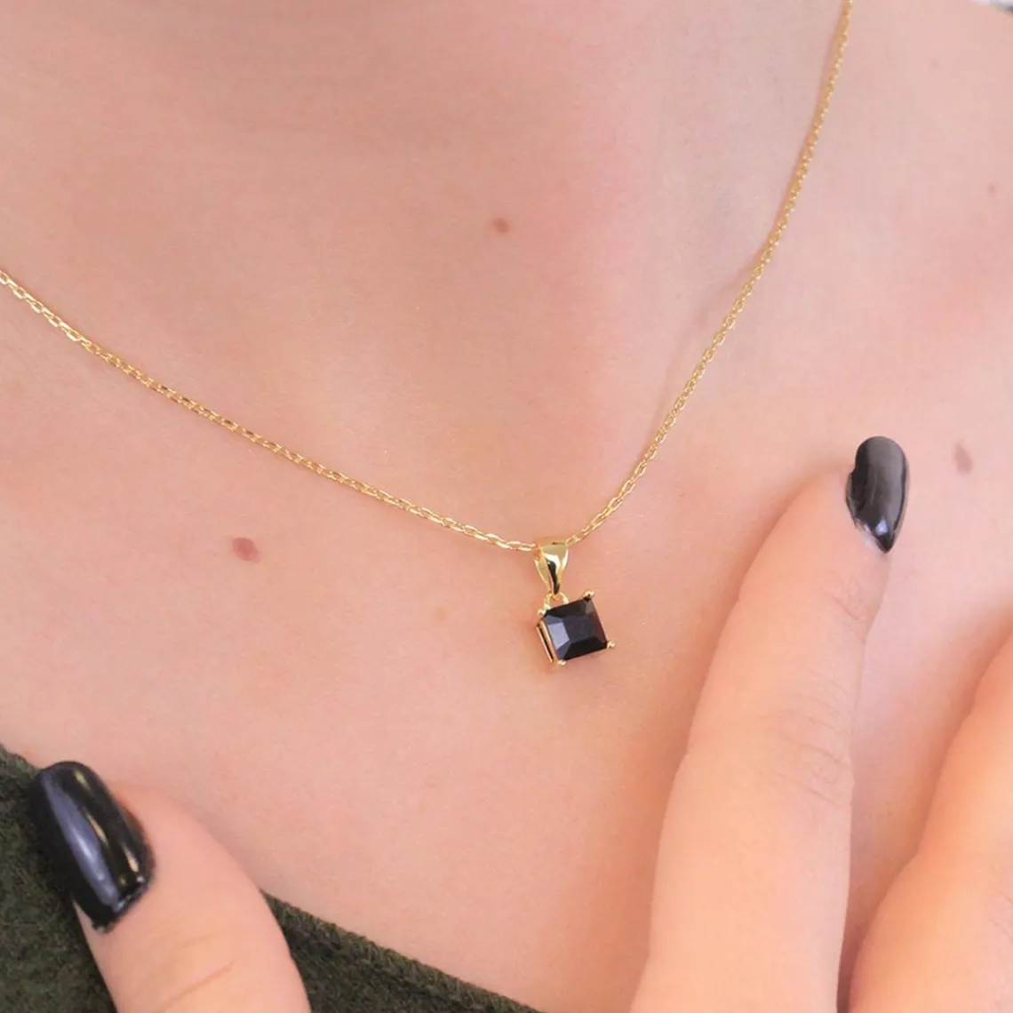 MYC-Paris Pendentif Simple Square Or et Noir | Femme Collier Et Pendentif