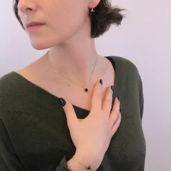 MYC-Paris Pendentif Simple Square Or et Noir | Femme Collier Et Pendentif