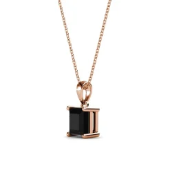 MYC-Paris Pendentif Simple Square Or Rose et Noir | Femme Collier Et Pendentif