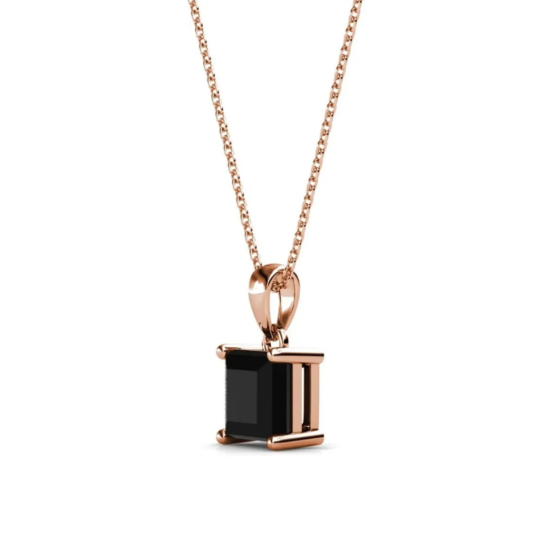 MYC-Paris Pendentif Simple Square Or Rose et Noir | Femme Collier Et Pendentif