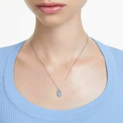 Swarovski Bijoux Pendentif Swarovski Iconic Swan Cygne Petit Bleu Métal rhodié | Femme Collier Et Pendentif