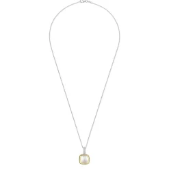Ti Sento Pendentif - 6829MW Argent Doré Et Doublé Nacre Carré Bélière Pavée | Femme Collier Et Pendentif