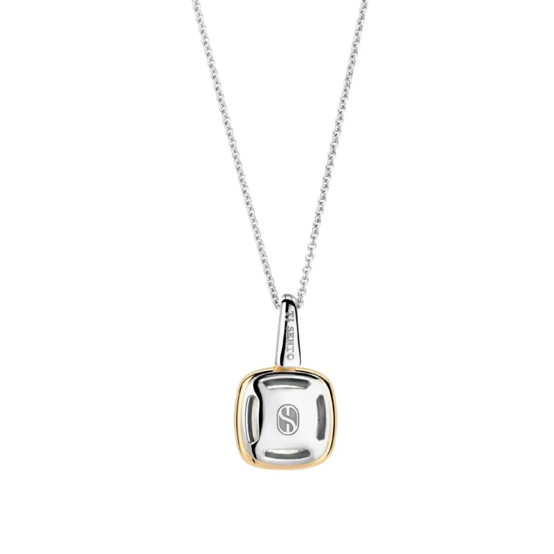 Ti Sento Pendentif - 6829MW Argent Doré Et Doublé Nacre Carré Bélière Pavée | Femme Collier Et Pendentif