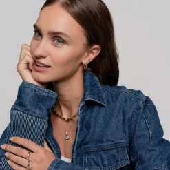 Ti Sento Pendentif - 6829MW Argent Doré Et Doublé Nacre Carré Bélière Pavée | Femme Collier Et Pendentif