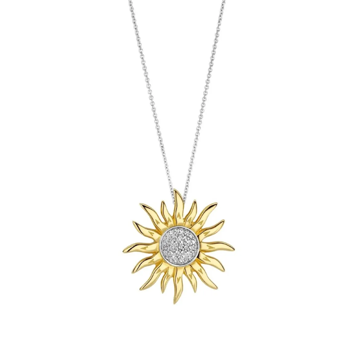 Ti Sento Pendentif - 6832ZY Pendentig Argent Doré Forme Soleil | Femme Collier Et Pendentif