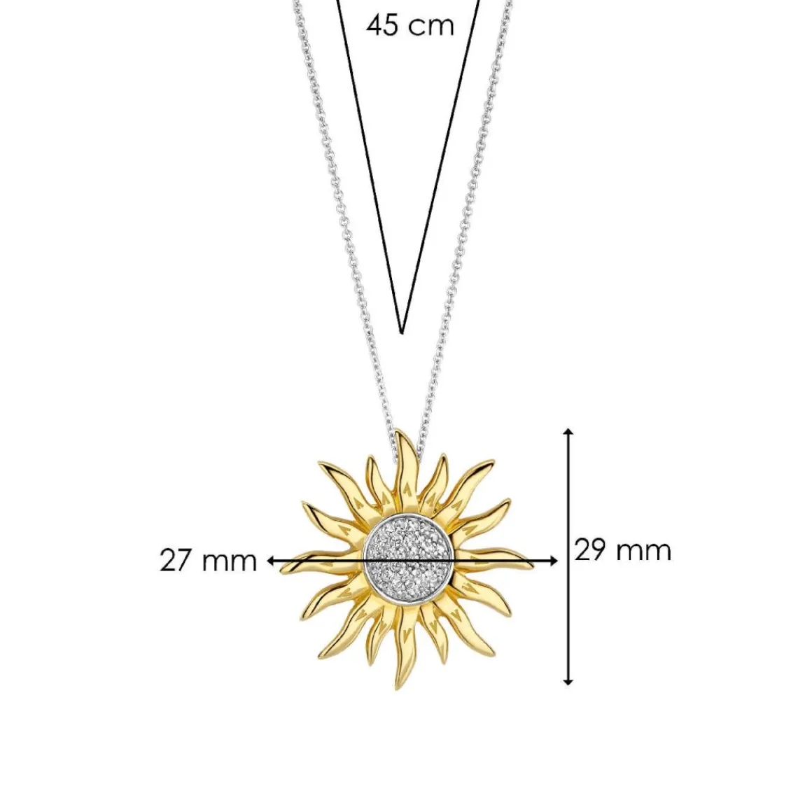 Ti Sento Pendentif - 6832ZY Pendentig Argent Doré Forme Soleil | Femme Collier Et Pendentif