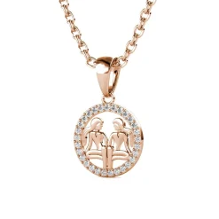 MYC-Paris Pendentif Zodiaque Gémeaux Or Rose | Femme Collier Et Pendentif