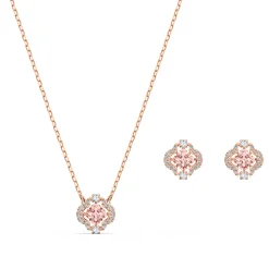 Swarovski Bijoux SET Swarovski 5516488 - Set collier et boucles d'oreilles métal rose pierres sertis blanc Femme | Femme Boucles D'Oreilles